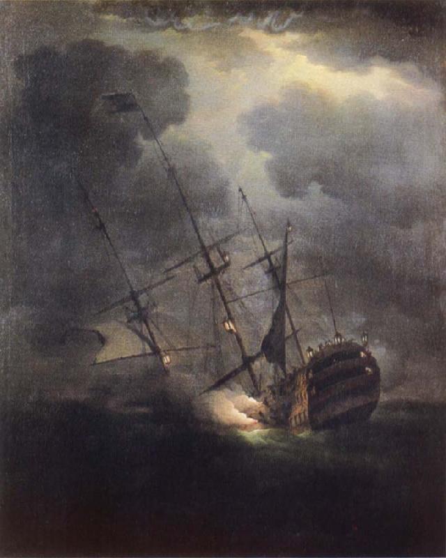 Monamy, Peter The Loss of H.M.S. Victory in a gale on 4 October 1744 Sweden oil painting art